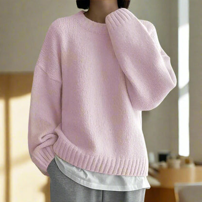 Women's loose knitted pink sweater