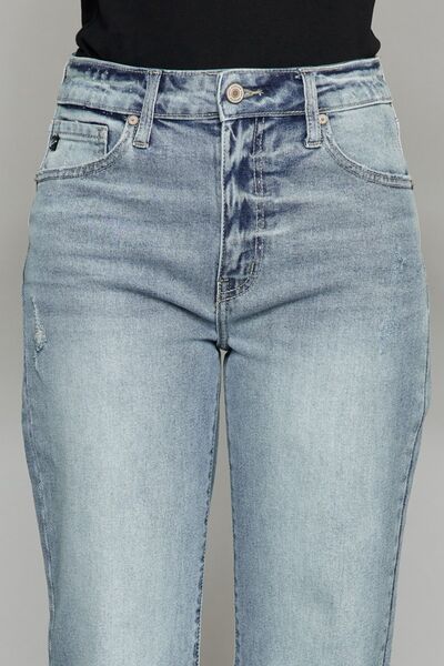 Selvanas - high waist raw hem cropped jeans