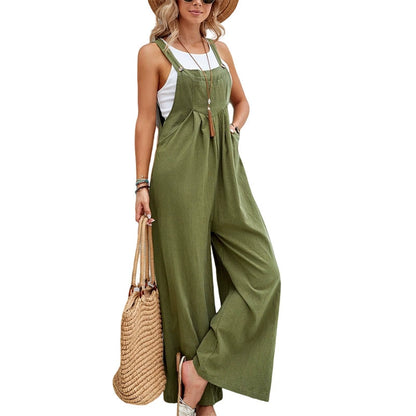 Women's summer sleeveless loose wide leg jumpsuit