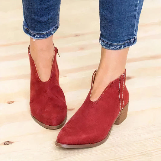 Winter Suede Boots with Nude Detail