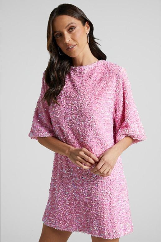 Sequin Embellished Relaxed Fit Mini Dress