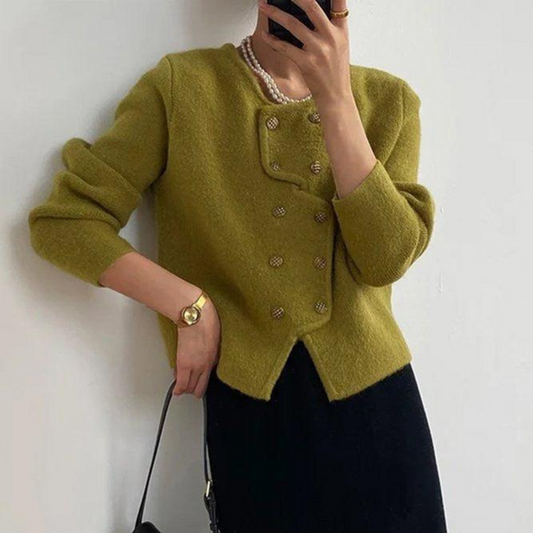Elegant Long Sleeve Cropped Knit Sweater