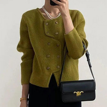 Women's elegant long sleeve cropped knit sweater