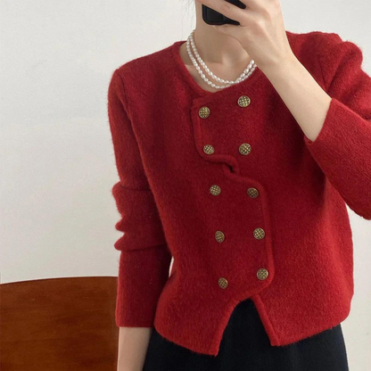 Women's elegant long sleeve cropped knit sweater