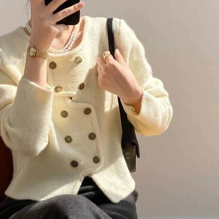 Women's elegant long sleeve cropped knit sweater