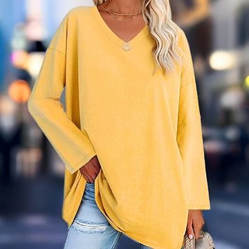 Women's stylish v-neck long sleeve sweater