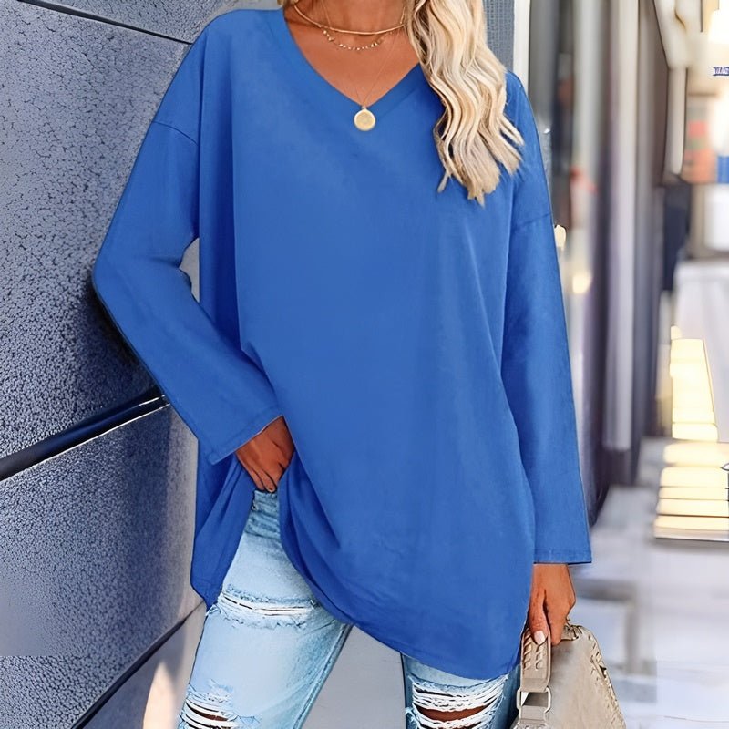 Women's stylish v-neck long sleeve sweater