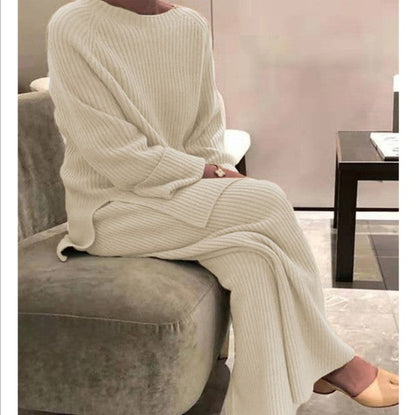 Women's cozy long sleeve top and pants knit set