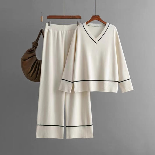 Long Sleeve V-Neck Two-Piece Set