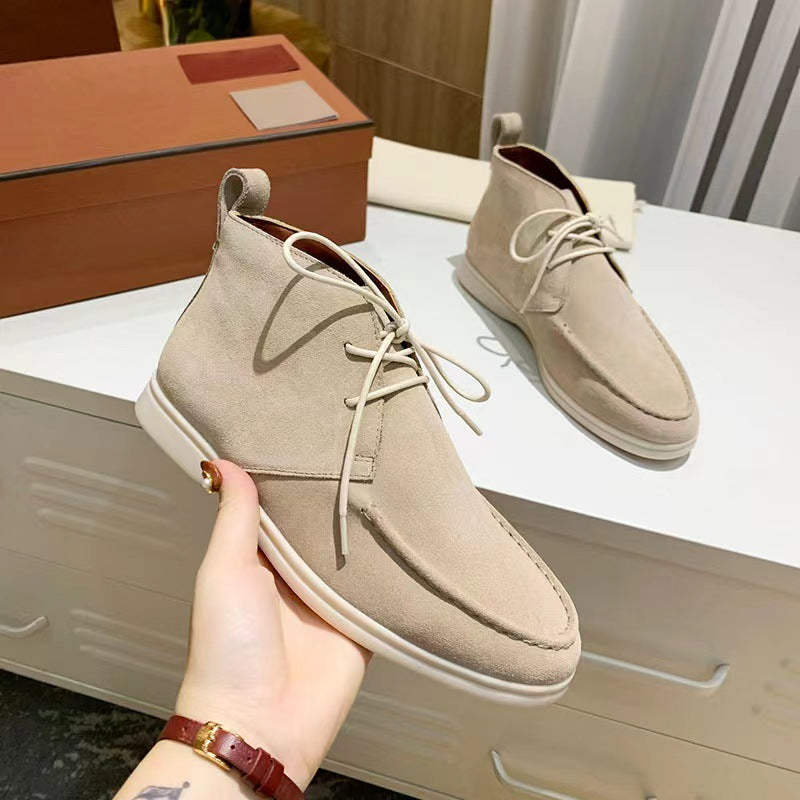 Lace-Up Flat Short Boots