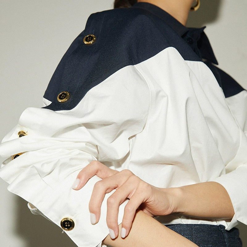 Women's color matching shirt