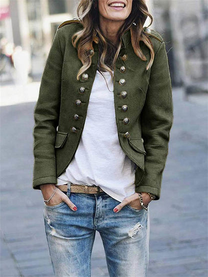 Women's military-inspired buttoned jacket