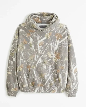 Women's maple leaf camouflage printed hoodie