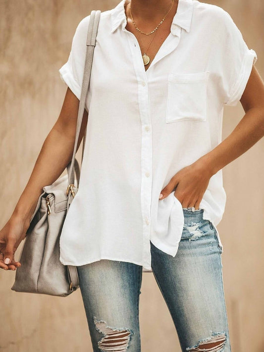 Relaxed Fit Natural Fibers Collared Top
