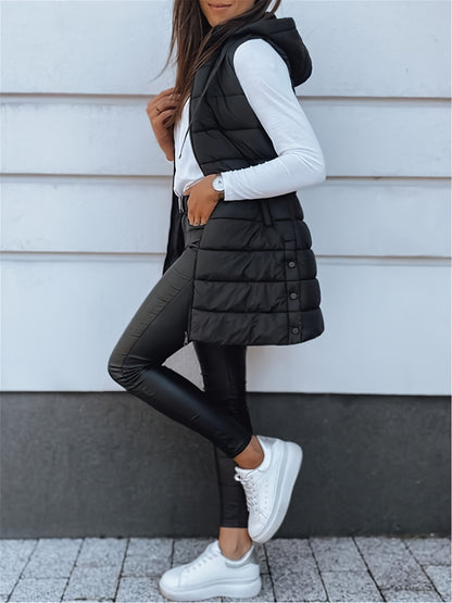 Women's cozy winter hooded vest