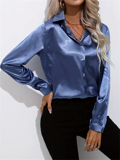 Women's button-down glossy shirt