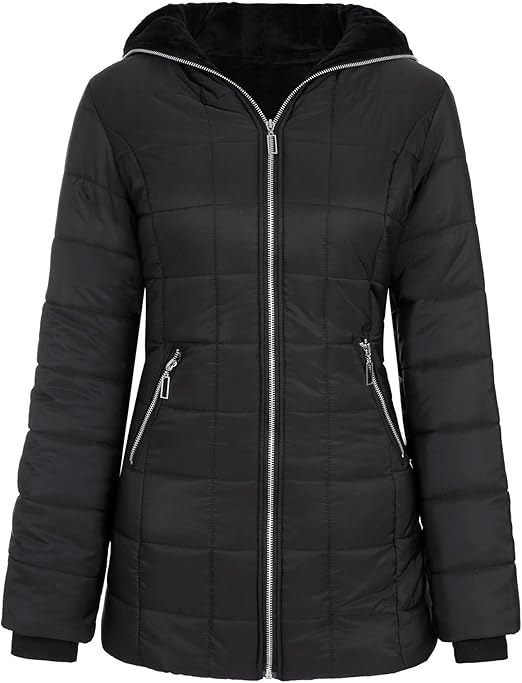 Women's hooded padded jacket with  lining