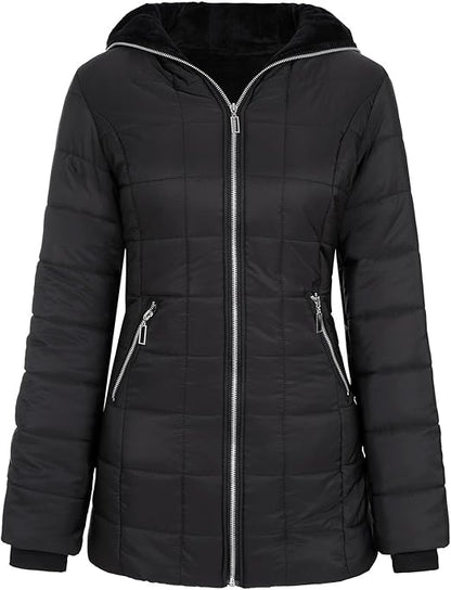 Women's hooded padded jacket with  lining