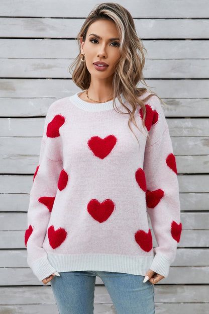 Women's angel wings heart long sleeve sweater