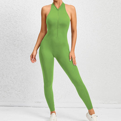 Women's Sleeveless Fitness Jumpsuit - Stretch Shapewear with Tummy Control and Lift Fit