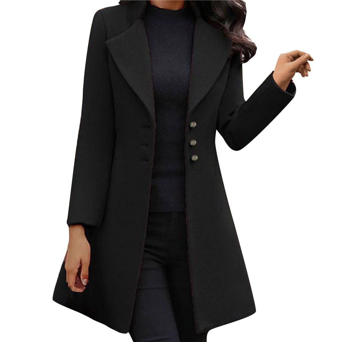 Women's Tailored Coat – Wool Blend – Double Breasted – Knee Length – Notched Lapel