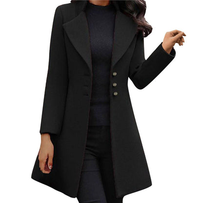 Women's Tailored Coat – Wool Blend – Double Breasted – Knee Length – Notched Lapel