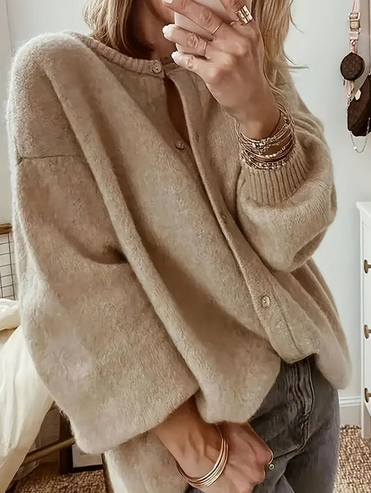Plain Round Neck Long Sleeve Sweater