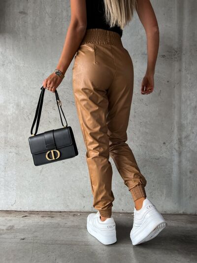 Elin - smocked high waist pants with pockets