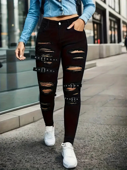 Women's stylish ripped skinny jeans