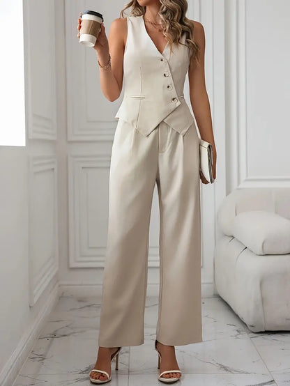 Women's elegant vest & flare pants set