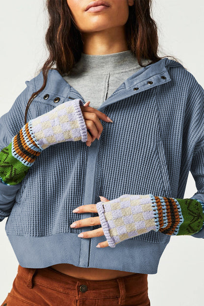 Women's waffle-knit hooded jacket
