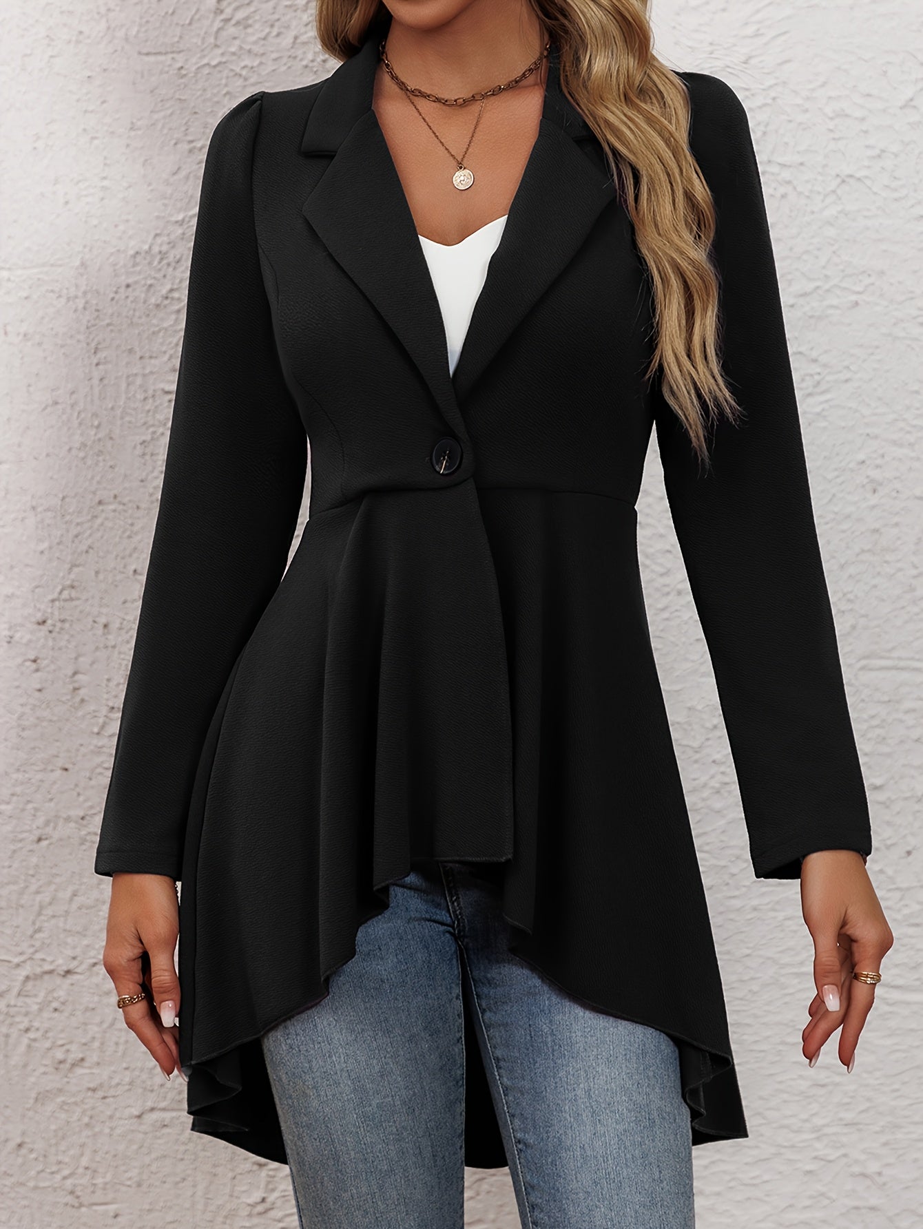 Long-sleeved single-button suit skirt jacket for women