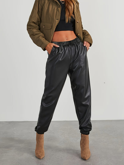 High-waisted jogger pants with elastic waistband for women