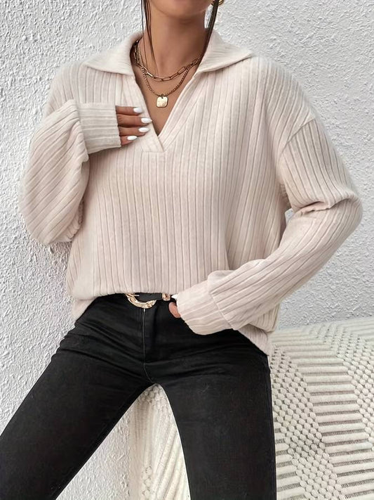 Long Sleeve Solid Color Polo Shirt