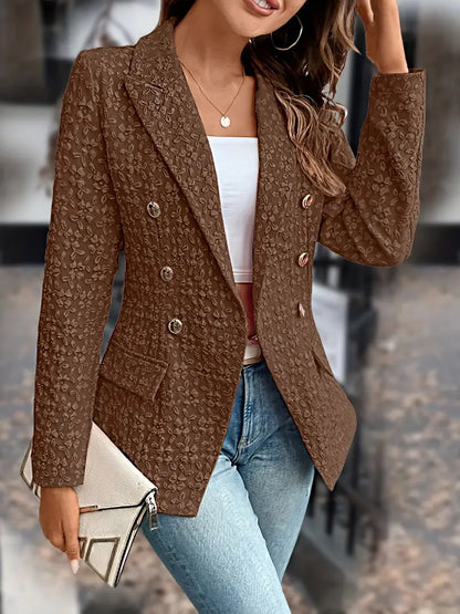 Women's solid lapel blazer jacket with pockets