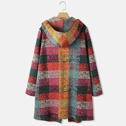 Women's multi-colored  hooded cardigan