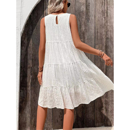 Women's Sleeveless Dress - Loose Fit - Tiered Skirt - Lightweight Casual Wear