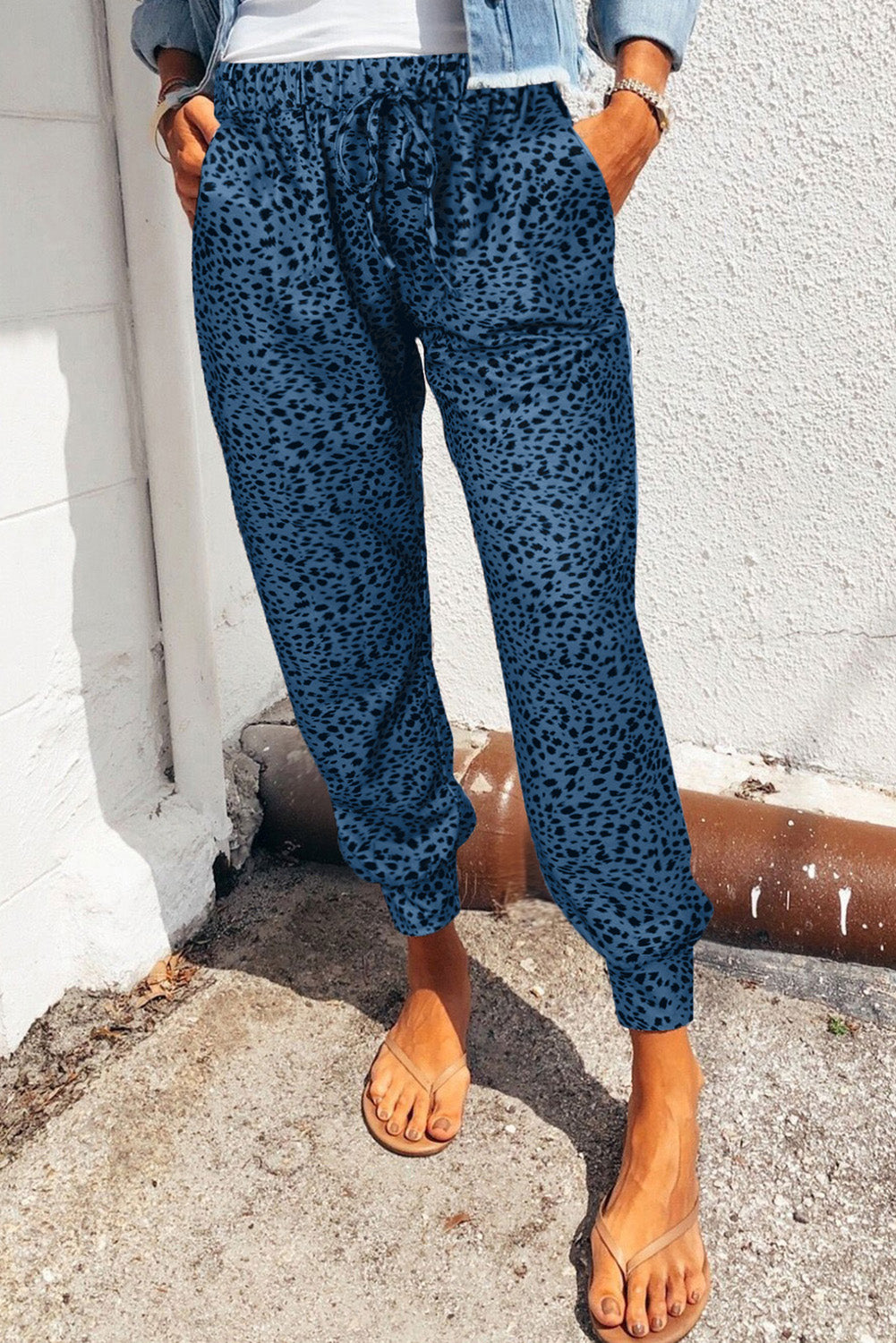 Women's leopard print joggers with pockets