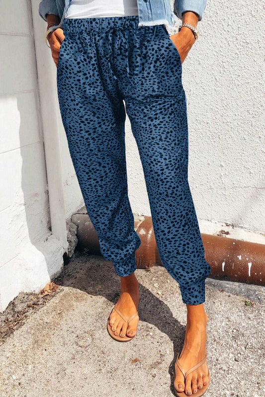 Leopard Print Pocketed Joggers