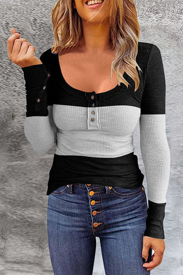 Women's striped u-neck casual sweater