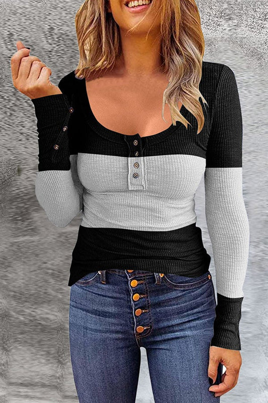 Striped Casual U-Neck Sweater