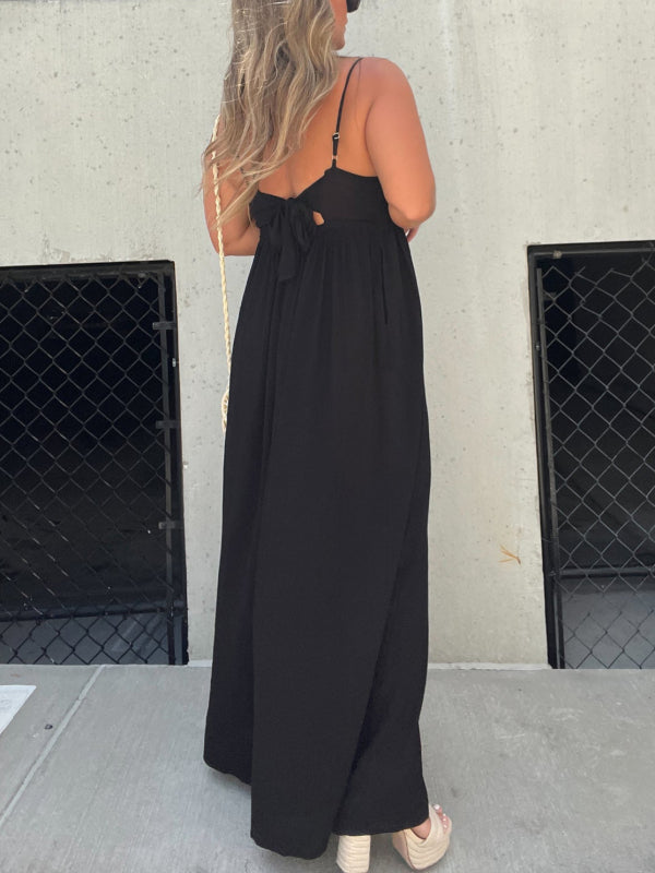 Women's v-neck trousers with wide legs