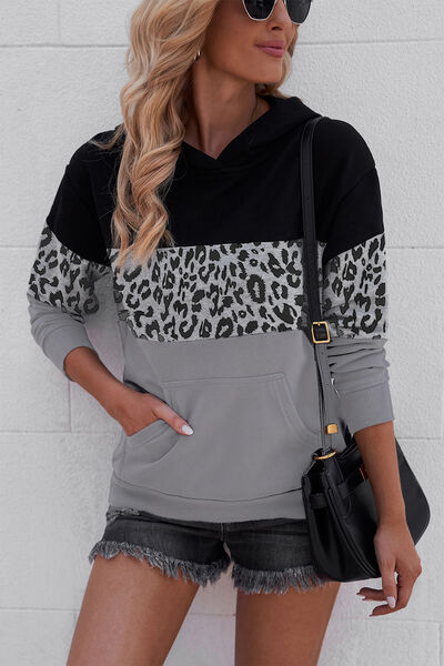 Leopard Print Relaxed Fit Hoodie