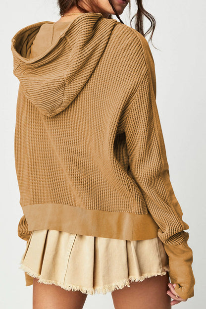 Women's waffle-knit hooded jacket