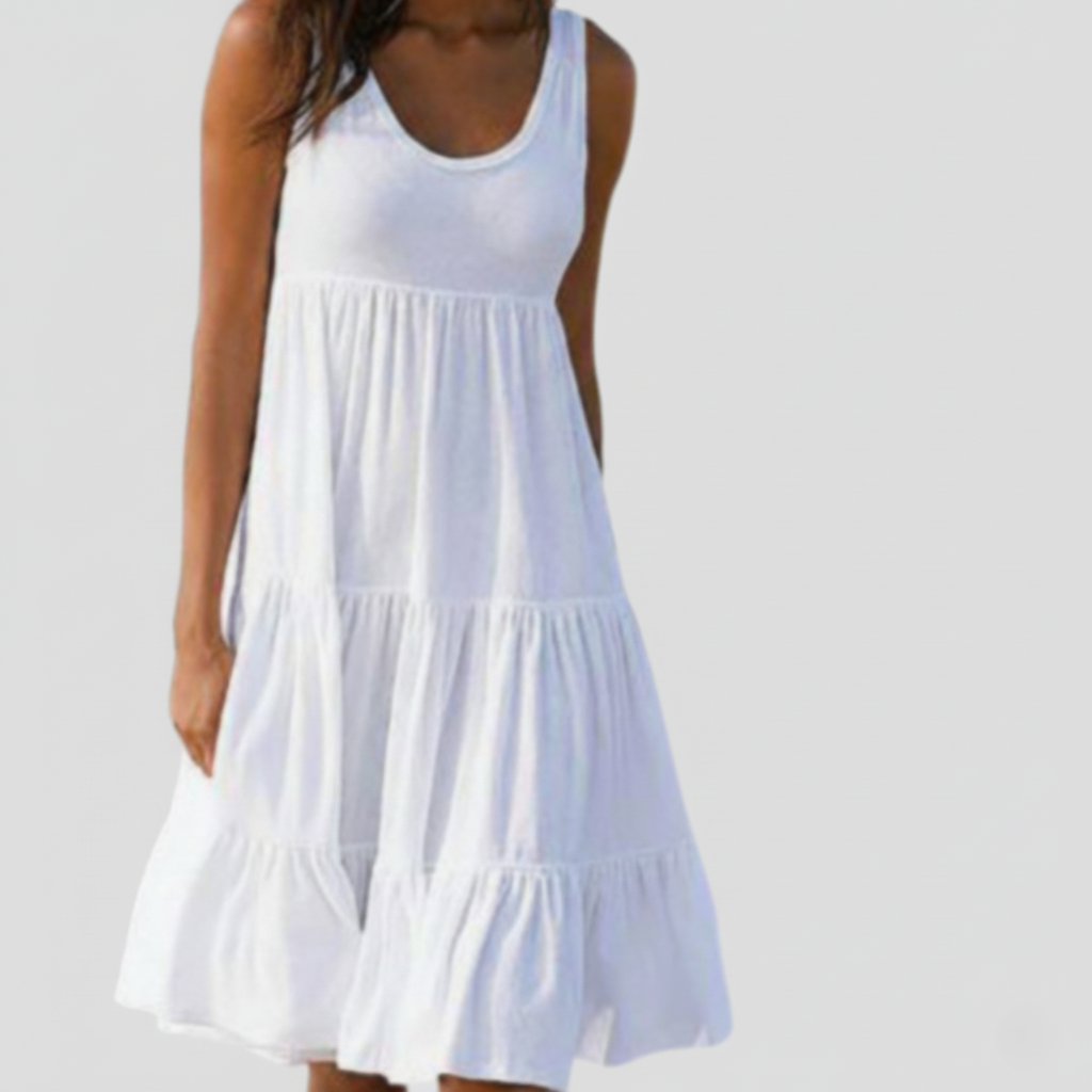 Ruffled Flowy Tiered Knee-Length Sundress