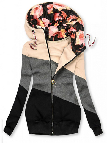 Women's warm slim fit and long-sleeved sweatshirt with hood