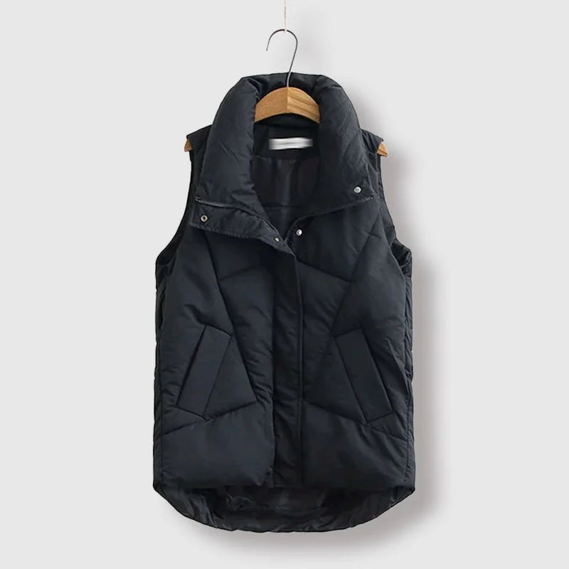 Padded puffer sleeveless jacket for women