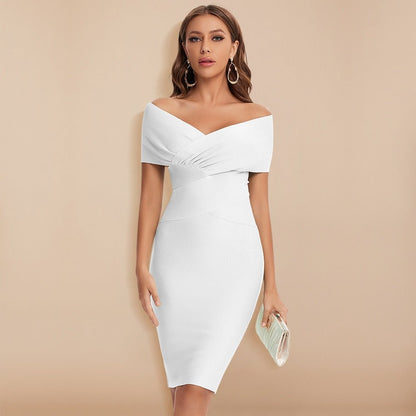 Women’s Bodycon Dress - Off-Shoulder - Knee-Length Fitted Elegant Wear
