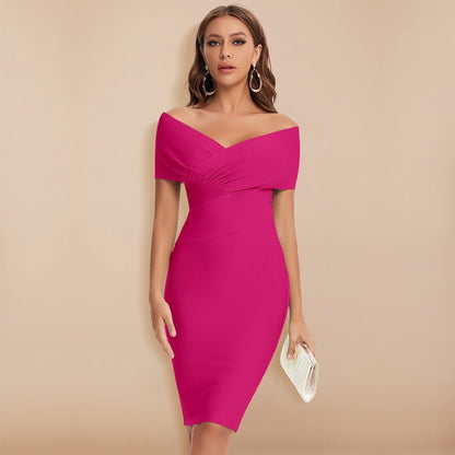 Women’s Bodycon Dress - Off-Shoulder - Knee-Length Fitted Elegant Wear