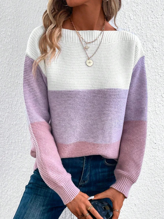 Women's color block knitted sweater